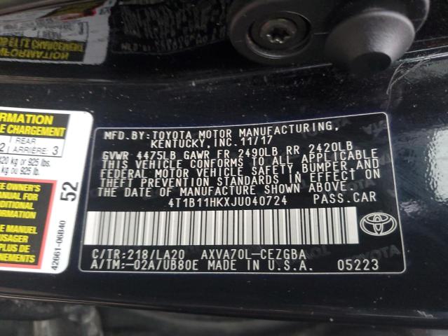 Photo 11 VIN: 4T1B11HKXJU040724 - TOYOTA CAMRY 