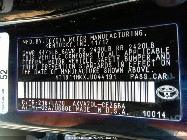 Photo 8 VIN: 4T1B11HKXJU044191 - TOYOTA CAMRY 