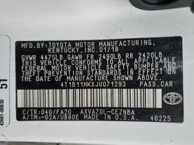 Photo 11 VIN: 4T1B11HKXJU071293 - TOYOTA CAMRY L 