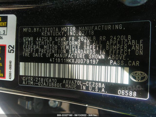 Photo 8 VIN: 4T1B11HKXJU079197 - TOYOTA CAMRY 