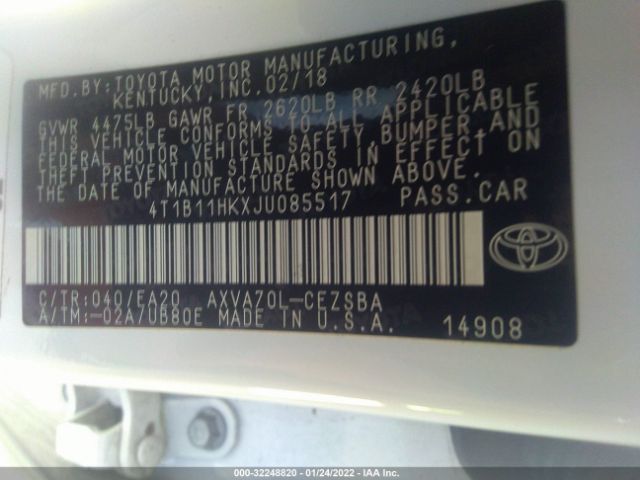 Photo 8 VIN: 4T1B11HKXJU085517 - TOYOTA CAMRY 