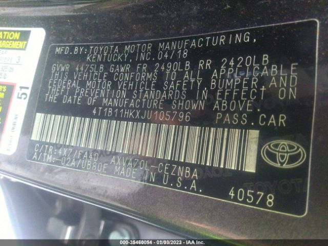 Photo 8 VIN: 4T1B11HKXJU105796 - TOYOTA CAMRY 