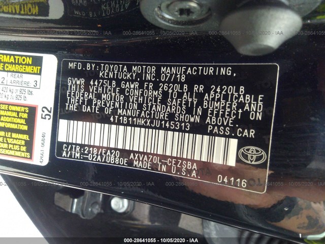 Photo 8 VIN: 4T1B11HKXJU145313 - TOYOTA CAMRY 