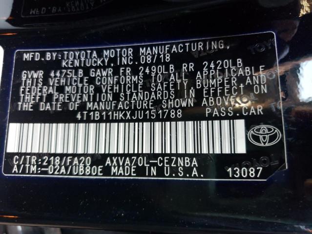 Photo 9 VIN: 4T1B11HKXJU151788 - TOYOTA CAMRY L 