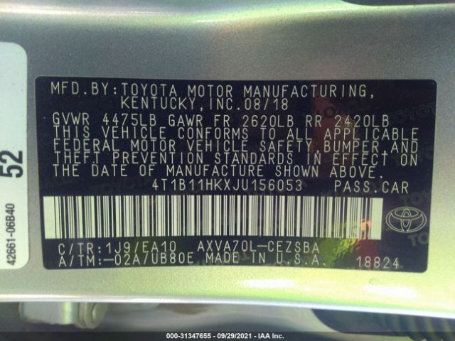 Photo 8 VIN: 4T1B11HKXJU156053 - TOYOTA CAMRY 