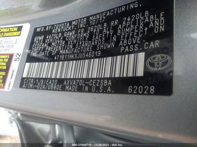 Photo 8 VIN: 4T1B11HKXJU546019 - TOYOTA CAMRY 