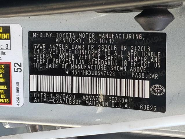 Photo 11 VIN: 4T1B11HKXJU547428 - TOYOTA CAMRY L 