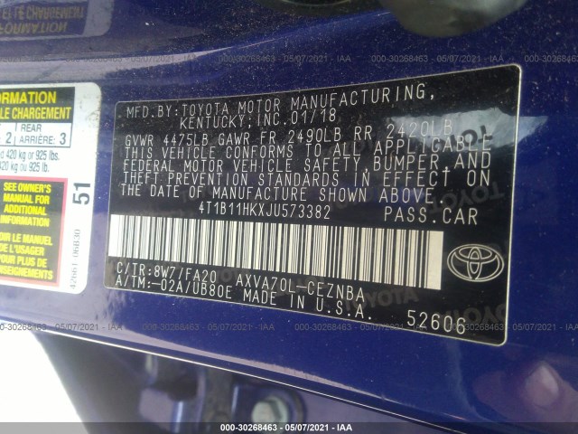 Photo 8 VIN: 4T1B11HKXJU573382 - TOYOTA CAMRY 