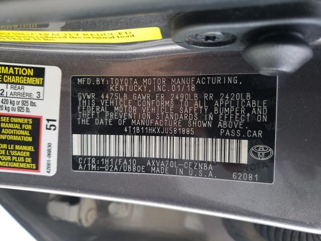 Photo 9 VIN: 4T1B11HKXJU581885 - TOYOTA CAMRY L 