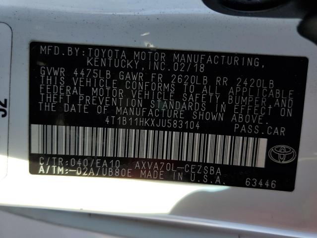 Photo 11 VIN: 4T1B11HKXJU583104 - TOYOTA CAMRY L 