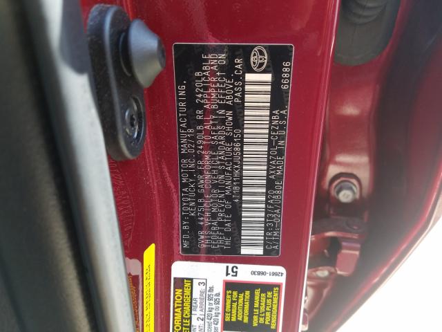 Photo 9 VIN: 4T1B11HKXJU586150 - TOYOTA CAMRY L 