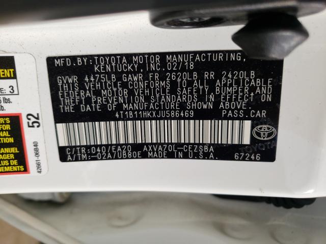 Photo 9 VIN: 4T1B11HKXJU586469 - TOYOTA CAMRY L 