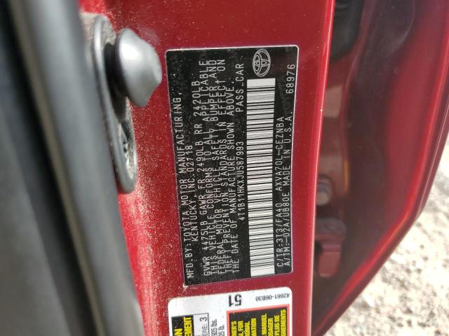 Photo 11 VIN: 4T1B11HKXJU587993 - TOYOTA CAMRY L 