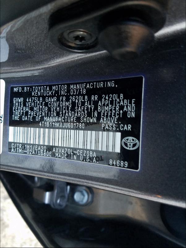 Photo 9 VIN: 4T1B11HKXJU601780 - TOYOTA CAMRY L 