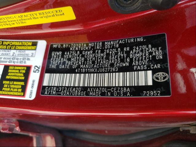 Photo 9 VIN: 4T1B11HKXJU627263 - TOYOTA CAMRY L 