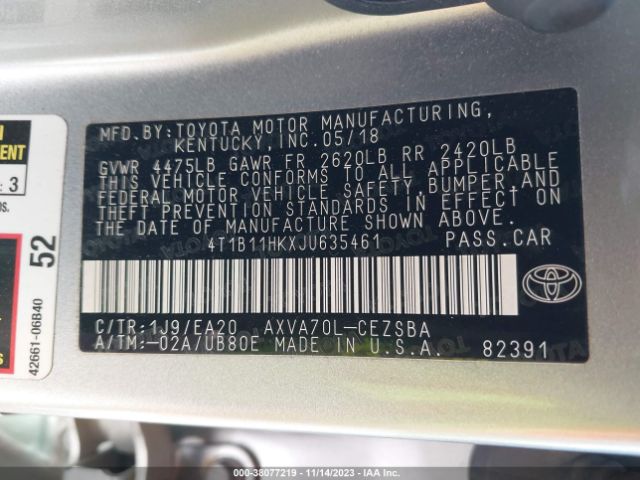 Photo 8 VIN: 4T1B11HKXJU635461 - TOYOTA CAMRY 