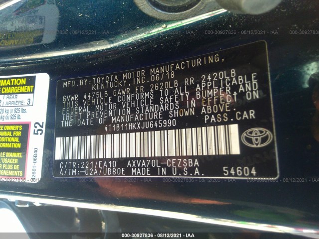 Photo 8 VIN: 4T1B11HKXJU645990 - TOYOTA CAMRY 