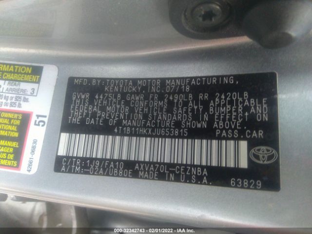 Photo 8 VIN: 4T1B11HKXJU653815 - TOYOTA CAMRY 