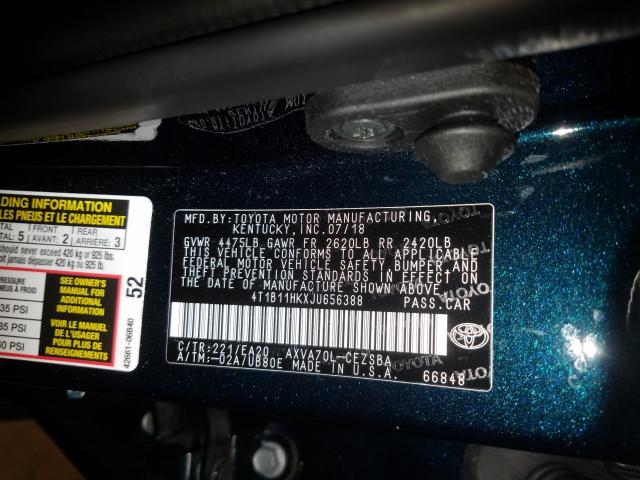 Photo 9 VIN: 4T1B11HKXJU656388 - TOYOTA CAMRY L 