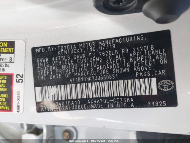 Photo 8 VIN: 4T1B11HKXJU660831 - TOYOTA CAMRY 