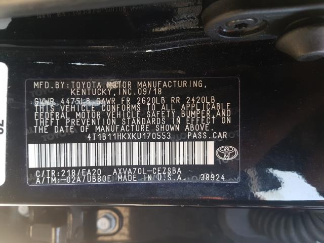 Photo 9 VIN: 4T1B11HKXKU170553 - TOYOTA CAMRY L 