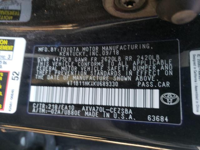 Photo 9 VIN: 4T1B11HKXKU689330 - TOYOTA CAMRY L 