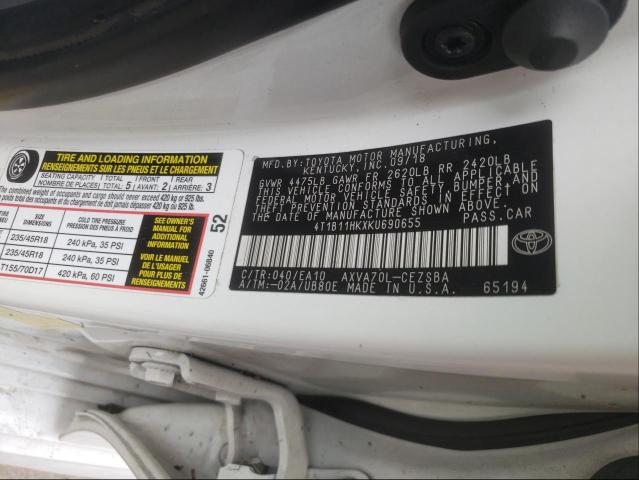 Photo 9 VIN: 4T1B11HKXKU690655 - TOYOTA CAMRY L 