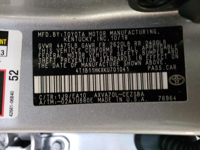 Photo 11 VIN: 4T1B11HKXKU701041 - TOYOTA CAMRY SE 