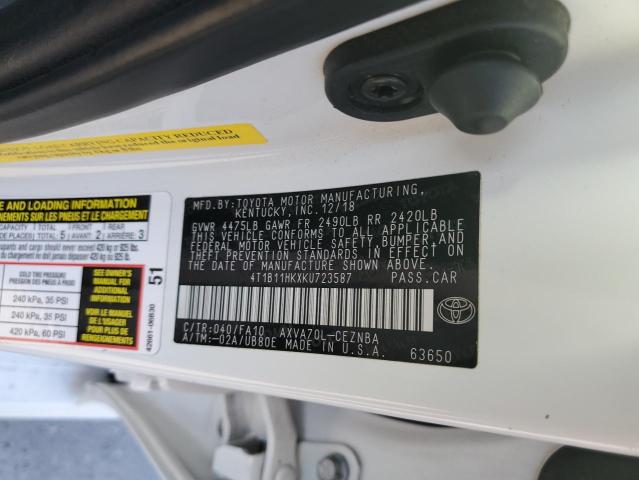 Photo 9 VIN: 4T1B11HKXKU723587 - TOYOTA CAMRY L 