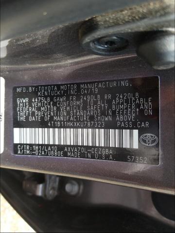 Photo 9 VIN: 4T1B11HKXKU787323 - TOYOTA CAMRY 