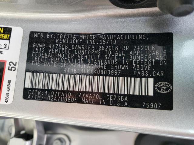 Photo 11 VIN: 4T1B11HKXKU803987 - TOYOTA CAMRY L 