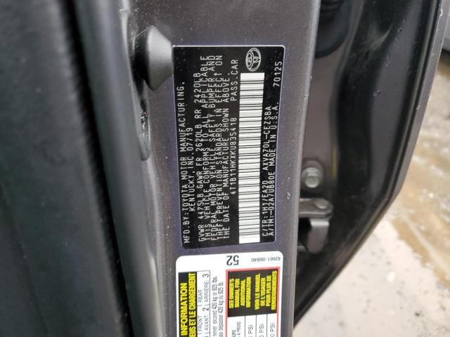 Photo 11 VIN: 4T1B11HKXKU835418 - TOYOTA CAMRY 