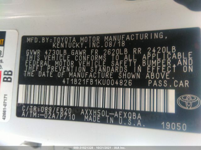 Photo 8 VIN: 4T1B21FB1KU004826 - TOYOTA AVALON 