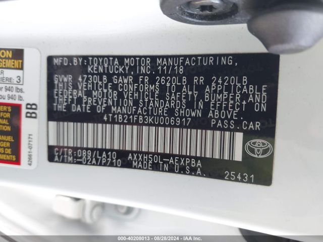 Photo 8 VIN: 4T1B21FB3KU006917 - TOYOTA AVALON 