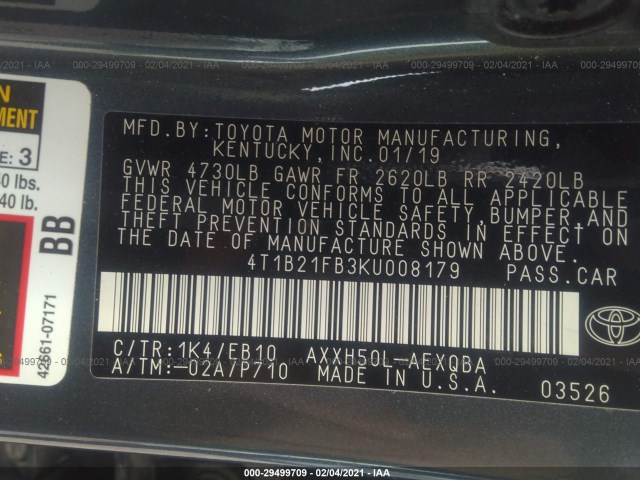 Photo 8 VIN: 4T1B21FB3KU008179 - TOYOTA AVALON 