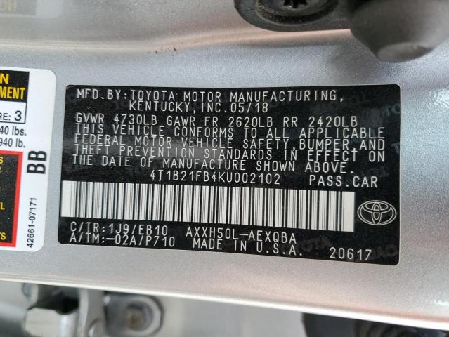 Photo 11 VIN: 4T1B21FB4KU002102 - TOYOTA AVALON 