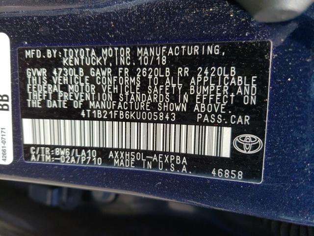 Photo 9 VIN: 4T1B21FB6KU005843 - TOYOTA AVALON XLE 