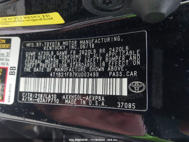 Photo 8 VIN: 4T1B21FB7KU003499 - TOYOTA AVALON 