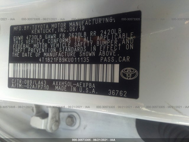 Photo 8 VIN: 4T1B21FB9KU011135 - TOYOTA AVALON 