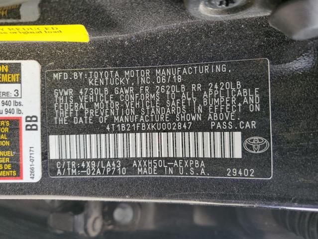 Photo 11 VIN: 4T1B21FBXKU002847 - TOYOTA AVALON XLE 