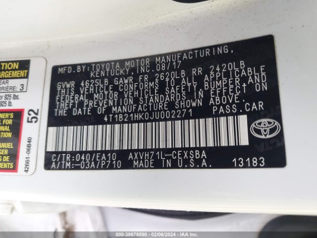 Photo 8 VIN: 4T1B21HK0JU002271 - TOYOTA CAMRY HYBRID 