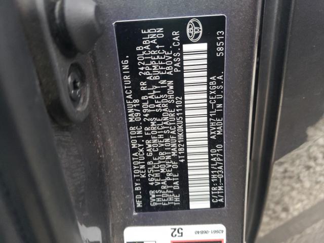 Photo 9 VIN: 4T1B21HK0KU511102 - TOYOTA CAMRY HYBR 