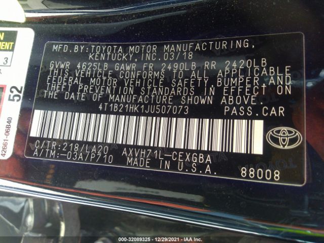 Photo 8 VIN: 4T1B21HK1JU507073 - TOYOTA CAMRY 