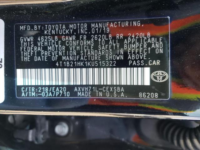 Photo 9 VIN: 4T1B21HK1KU515322 - TOYOTA CAMRY HYBR 