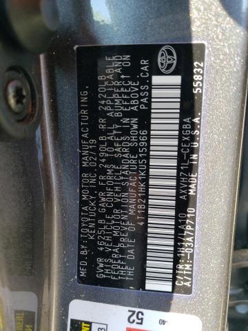 Photo 11 VIN: 4T1B21HK1KU515966 - TOYOTA CAMRY HYBR 