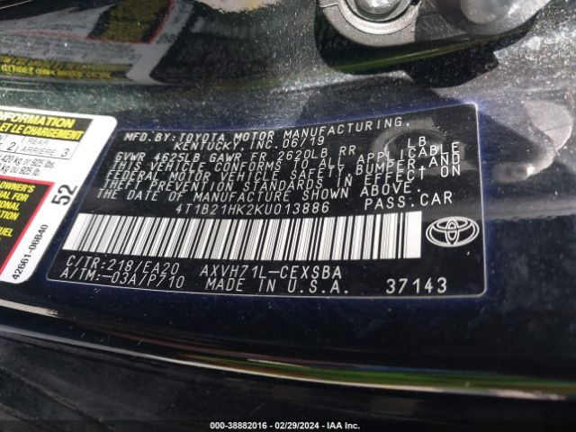 Photo 8 VIN: 4T1B21HK2KU013886 - TOYOTA CAMRY HYBRID 