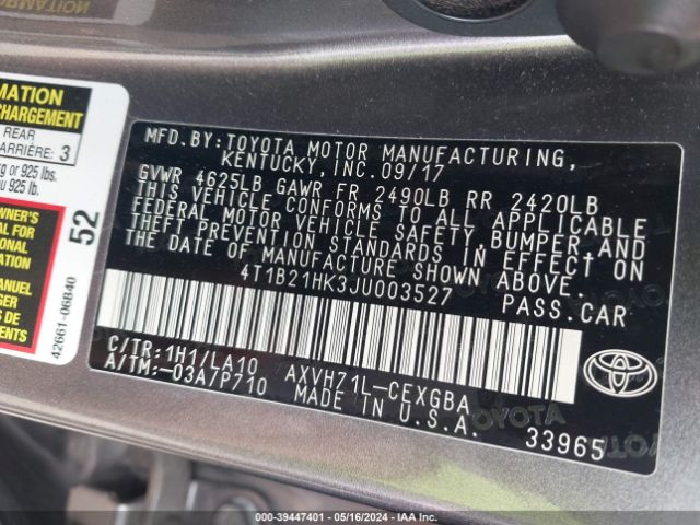 Photo 8 VIN: 4T1B21HK3JU003527 - TOYOTA CAMRY HYBRID 