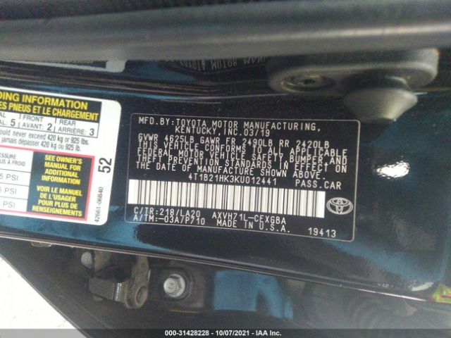 Photo 8 VIN: 4T1B21HK3KU012441 - TOYOTA CAMRY 