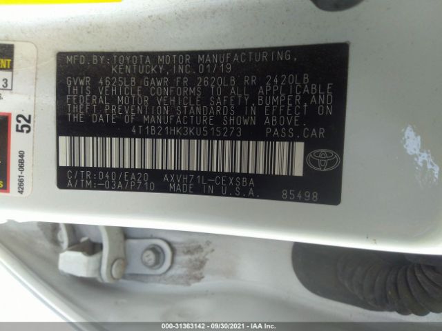 Photo 8 VIN: 4T1B21HK3KU515273 - TOYOTA CAMRY 