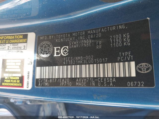 Photo 8 VIN: 4T1B21HK3LU015017 - TOYOTA CAMRY HYBRID 